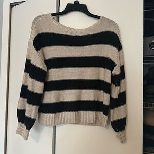 Tan and black striped sweater. Loft